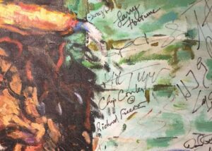Mick Jagger's signature on the canvas