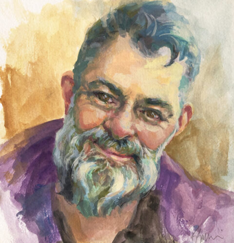 Gouache on Paper portrait painting by Kelly Sullivan