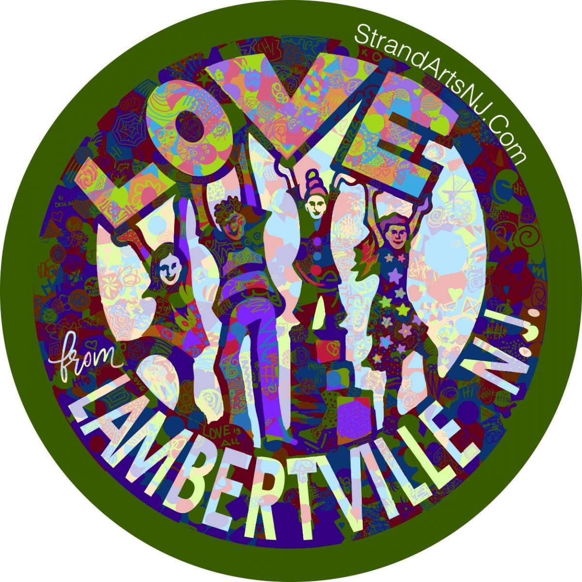 Love From Lambertville Sticker Strand Arts