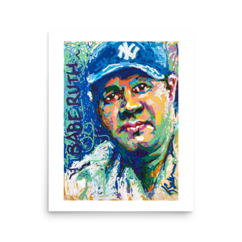 colorful portrait of Babe Ruth created by Lambertville NJ Artist Kelly Sullivan using acrylic paint pens.