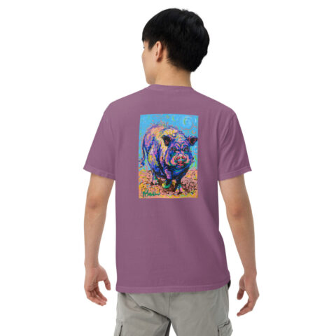 Purple Prancing Piggy Unisex Art T-Shirt (B-side)