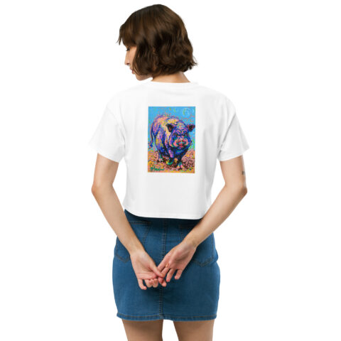 Purple Prancing Piggy Art Crop Top